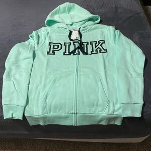 Pink Victoria’s Secret logo zip up hoodie